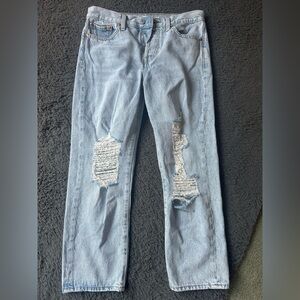 Levi’s Wedgie Straight size 29 jeans, distressed, light wash